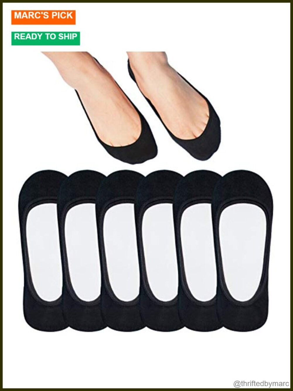 No Show Socks - Invisible Low Cut Non-Slip Cotton Blend Socks for Flats
